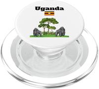 Gorilas de montaña de recuerdo de Uganda en la selva bandera de Uganda PopSockets PopGrip para MagSafe