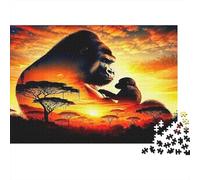 Gorilla 1000 Pieces Adult Puzzle Gorilla Silhouette at Sunset for Adults & Kids Age 12 Years + Gift 70x50cm/1000pcs