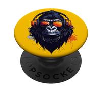 Gorilla con Auriculares - Diseño Musical para un Verdadero Amante del Sonido PopSockets PopGrip Adhesivo