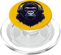 Gorilla con Auriculares - Diseño Musical para un Verdadero Amante del Sonido PopSockets PopGrip para MagSafe
