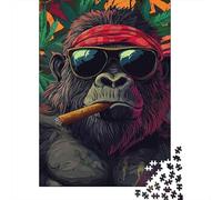 Gorilla con Gafas de Sol 1000 Piezas Stock De Cartas Premium Rompecabezas De Bricolaje Coleccionistas Entrenamiento Cerebral Decoración De Paredes 70x50cm/1000pcs