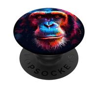 Gorilla Face Monkey Angry Growling Scary Silverback Gorilla PopSockets PopGrip Adhesivo