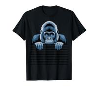 Gorilla Funny Peeking Animal Lover Zoo Primate para Hombres y Mujeres Camiseta gráfica económica