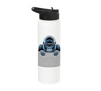 Gorilla Funny Peeking Animal Lover Zoo Primate para hombres y mujeres Stainless Steel Insulated Water Bottle