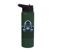 Gorilla Funny Peeking Animal Lover Zoo Primate para hombres y mujeres Stainless Steel Insulated Water Bottle