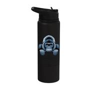 Gorilla Funny Peeking Animal Lover Zoo Primate para hombres y mujeres Stainless Steel Insulated Water Bottle