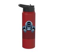Gorilla Funny Peeking Animal Lover Zoo Primate para hombres y mujeres Stainless Steel Insulated Water Bottle