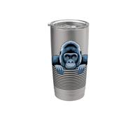 Gorilla Funny Peeking Animal Lover Zoo Primate para hombres y mujeres Vaso térmico de acero inoxidable de doble pared