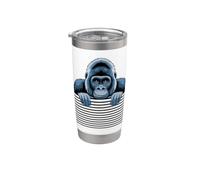 Gorilla Funny Peeking Animal Lover Zoo Primate para hombres y mujeres Vaso térmico de acero inoxidable de doble pared