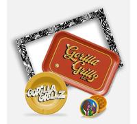Gorilla Grillz® Kit Fumador - Bandeja para Liar Completa con Cenicero y Grinder Biodegradable - Para Persona Fumadora - Pack Fumador con Varios Accesorios (Padre) (Elegante, 31x21)