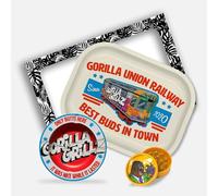Gorilla Grillz® Kit Fumador - Bandeja para Liar Completa con Cenicero y Grinder Biodegradable - Para Persona Fumadora - Pack Fumador con Varios Accesorios (Train)