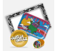 Gorilla Grillz® Kit Fumador - Bandeja para Liar Completa con Cenicero y Grinder Biodegradable - Para Persona Fumadora - Pack Fumador con Varios Accesorios (Padre) (Little Sr.Grillz, 31x21)