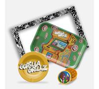 Gorilla Grillz® Kit Fumador - Bandeja para Liar Completa con Cenicero y Grinder Biodegradable - Para Persona Fumadora - Pack Fumador con Varios Accesorios (Padre) (Arcade, 31x21)