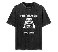 Gorilla Harambe 1999-2016 Harambe Mens Unisex T-Shirt Graphic Print Top Black tee XXL