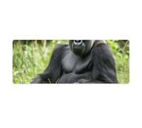 Gorilla in The Grass - Alfombrilla de ratón grande para computadora portátil con bordes cosidos, antideslizante, para oficina, impresión larga, base de goma, 30 x 80 cm