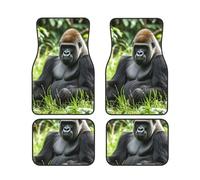 Gorilla in The Grass - Juego completo de 4 alfombrillas antideslizantes para coche para todo tipo de clima, alfombras antideslizantes universales decorativas para el interior del automóvil