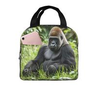 Gorilla in the Grass - Lonchera aislada para mujeres y hombres, reutilizable, a prueba de fugas, con bolsillos laterales, contenedores de alimentos, bolsa de comida grande para el trabajo, viajes al