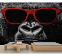Gorilla Murals - Papel pintado de animales en blanco y negro para pared de niños, dormitorio, sala de estar, sofá, fondo de TV, póster grande de 300 x 210 cm