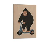 Gorilla Riding Scooter Kids Whimsical Animal Wall Art Paintings Canvas Prints Poster Artwork for living Bedroom Bathroom Office Home Decor 16x24inch(40x60cm)