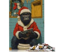 Gorilla Santa on Toilet Christmas Puzzle Imposible,desafío for Adults Juego Educativo 1000 Piezas Obra De Arte De Juego De para Adultos, Regalos A Partir De 14 Años 1000pcs (75x50cm)