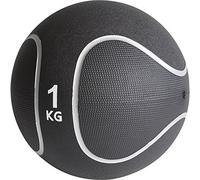 Gorilla Sports - Balón Medicinal de Goma 1 - 10 kg - Pelota de Fitness en 10 Color y Peso Variantes Negro/Plata, 100959-00048-0004, 1 KG