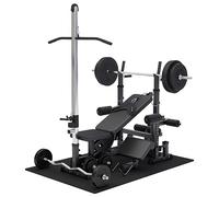 GORILLA SPORTS® Banco de pesas ajustable con soporte y torre de poleas