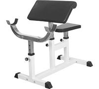 Gorilla Sports Curlbank Predicador Blanco, Banco de Entrenamiento para Bíceps y Tríceps, Ajustable, Carga Máxima 200 kg