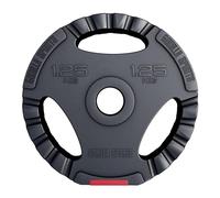 GORILLA SPORTS® - Disco de Pesas Triple Agarre Vinilo 1,25kg, Negro y Rojo, para Mancuernas o Barras con Varilla Estándar de 30mm