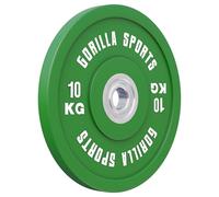Gorilla Sports® Disco de Peso Olímpico 10 KG, Verde, Bumper Plate