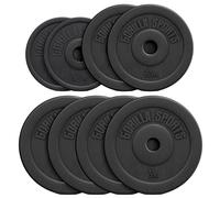 GORILLA SPORTS® Discos Pesas - Set de 27,5 kg, Ajustables, Cemento y Plástico, Ø31mm, Negro - Juego de Pesas, Gimnasio en Casa, Conjunto, Kit, Weights, Pesa Fitness, Equipamiento, Musculación, Gym