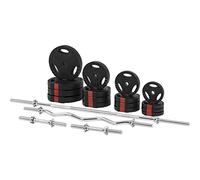 GORILLA SPORTS® Juego completo de pesas de plástico Negro 100 KG Diámetro 30/31 mm