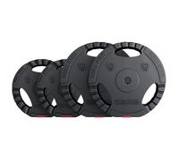 GORILLA SPORTS® - Juego de discos de pesas vinilo con Triple Agarre - 2x 10 kg 2x 5 kg (30 kg) Díametro 30/31 mm
