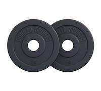 GORILLA SPORTS Olympia - Discos de Pesas 1,25-30 kg, Diámetro de 50/51 mm, de Plástico con Revestimiento de Cemento, Negro, 10 kg (2 x 5 kg))