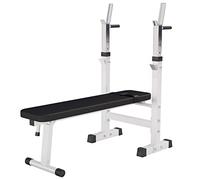 Gorilla Sports Weight Bench with Adjustable Barbell Rack White