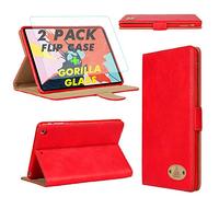 Gorilla Tech MTXP2LL/A MU0Y2LL/A MU0U2B/A A1980 A2013 A1934 - Funda de piel con protector de pantalla de cristal templado para Apple iPad Pro de 11 pulgadas, modelo de 1ª generación, color rojo
