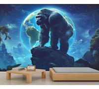 Gorilla Wallpapers - Papel pintado para pared, diseño de orangután de animales de tierra, selva tropical, palmera, para habitación de niños, dormitorio, sala de estar, póster de 300 x 210 cm