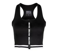 Gorilla Wear Crop Top-Mesa Zip Front-Schwarz, Negro, Large para Mujer