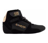 Gorilla Wear Gwear Pro High Tops Rojo/Negro - Zapatillas de Culturismo y Fitness con Logo Ligero cómodo Gimnasio y Entrenamiento de Fuerza, Negro y Dorado, 36 EU