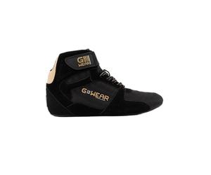 Gorilla Wear Gwear Pro High Tops Rojo/Negro - Zapatillas de Culturismo y Fitness con Logo Ligero cómodo Gimnasio y Entrenamiento de Fuerza, Negro y Dorado, 36 EU