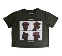 Gorillaz Crop Top Camiseta Demon Days Band Logo Nuevo Oficial Mujer Verde, Verde, M