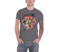 Gorillaz Group Circle Rise - Camiseta oficial unisex de carbón de leña, varios tamaños, gris oscuro, 60