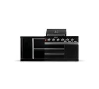 GORILLER® Blackback S10 - Barbacoa de gas para exteriores con superficie de trabajo extra y espacio de almacenamiento, acero inoxidable, color negro