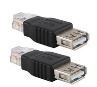 Gorise 2 adaptadores de línea telefónica RJ11 a USB, conector RJ11 6P4C macho a USB A hembra, conector de prueba de interfaz telefónica de 4 pines.