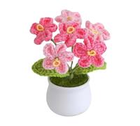Gorise Flores artificiales de ganchillo tejidas a mano - Nomeolvides artificiales en maceta, ideales para decorar el hogar, el jardín y la oficina (rosa)