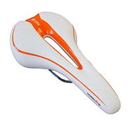 GORIX Asiento de sillín de bicicleta cómodo cojín con riel, bicicleta de montaña y carretera para hombres y mujeres (GX-C19) (blanco × naranja)
