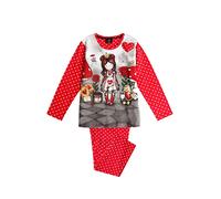 GORJUSS Santoro - Pijama Manga Larga Niña - Algodón Suave - Estampado Santoro - Cinturilla Ajustable - Frambuesa, Talla 4, Algodón