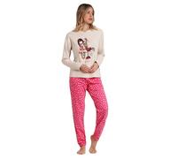 GORJUSS Santoro Pijama Mujer Invierno Carousel de Algodón - Pantalón Cinturilla Ajustable con Goma - Suave y Cálido con Cuello Pico