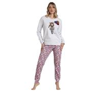 GORJUSS Santoro Pijama Mujer Invierno Frida de Algodón - Pantalón Pijama Ajustable con Puños - Pijama Algodón Mujer Suave y Cálido con Cuello Redondo