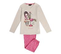 GORJUSS Santoro Pijama Niña Invierno Algodón y Poliéster - Pijama de Niña Manga Larga Cuello Pico y Pantalón Largo Carousel, Estampado con Glitter y C
