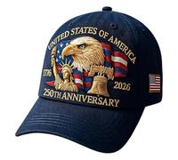 Gorra 250 Aniversario USA - Tela de Sarga, Gorra de Camionero, Comodidad a Largo Plazo | Sombreros Respirables de American Eagles, Sombreros Bordados patrióticos para la Playa